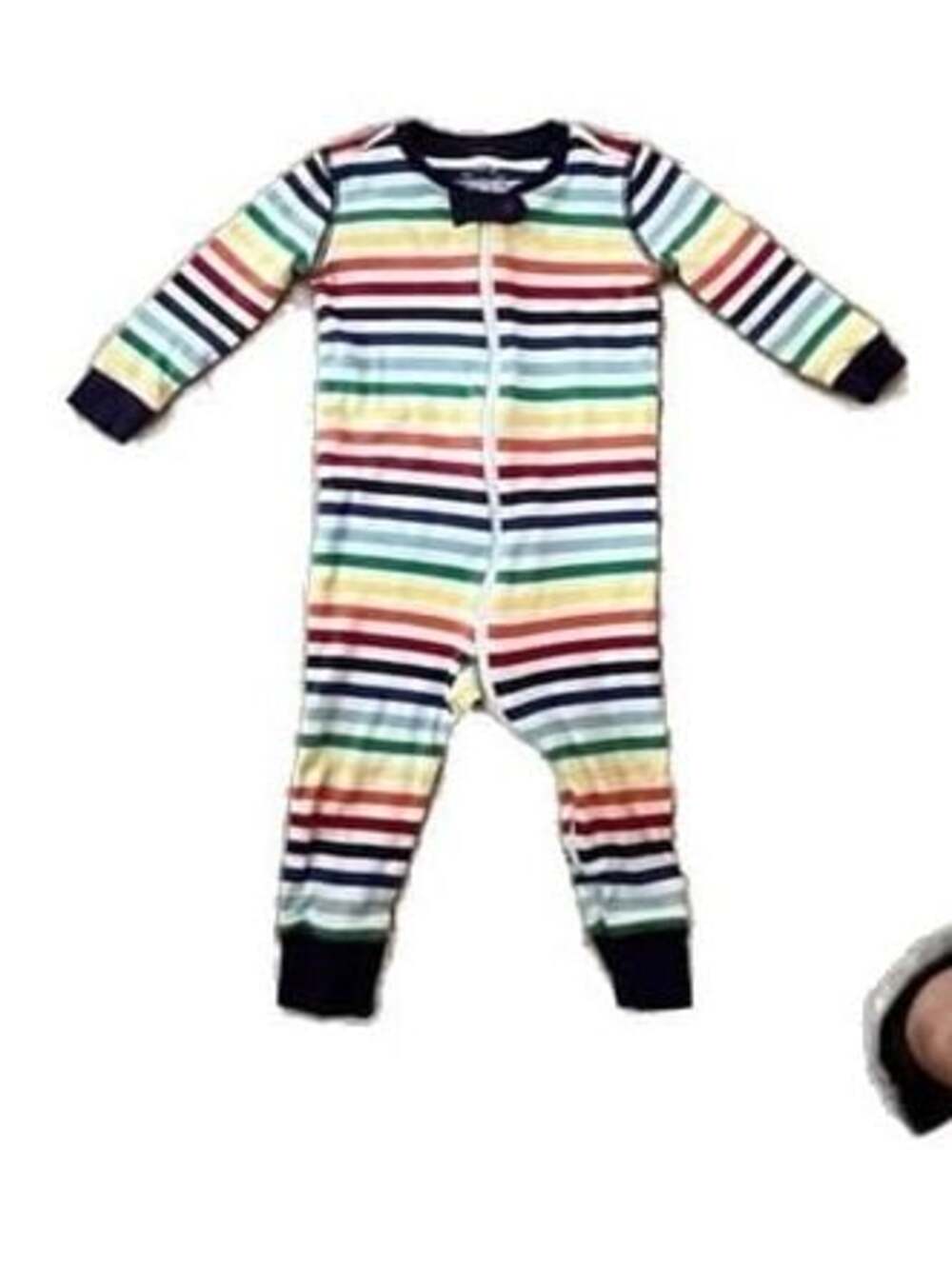 Primary Baby Zip Footie Pajamas Rainbow Stripe 9-12 Months